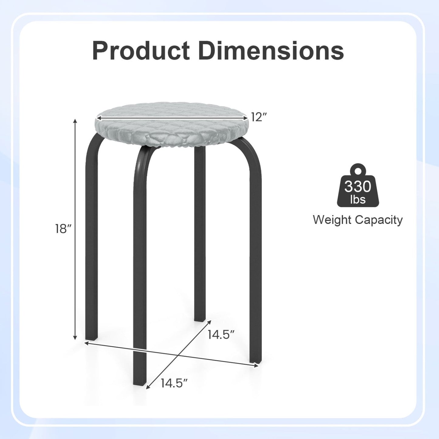 18in Round Stackable Stools, Set of 6, Removable Covers