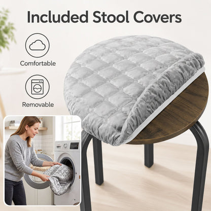 18in Round Stackable Stools, Set of 6, Removable Covers