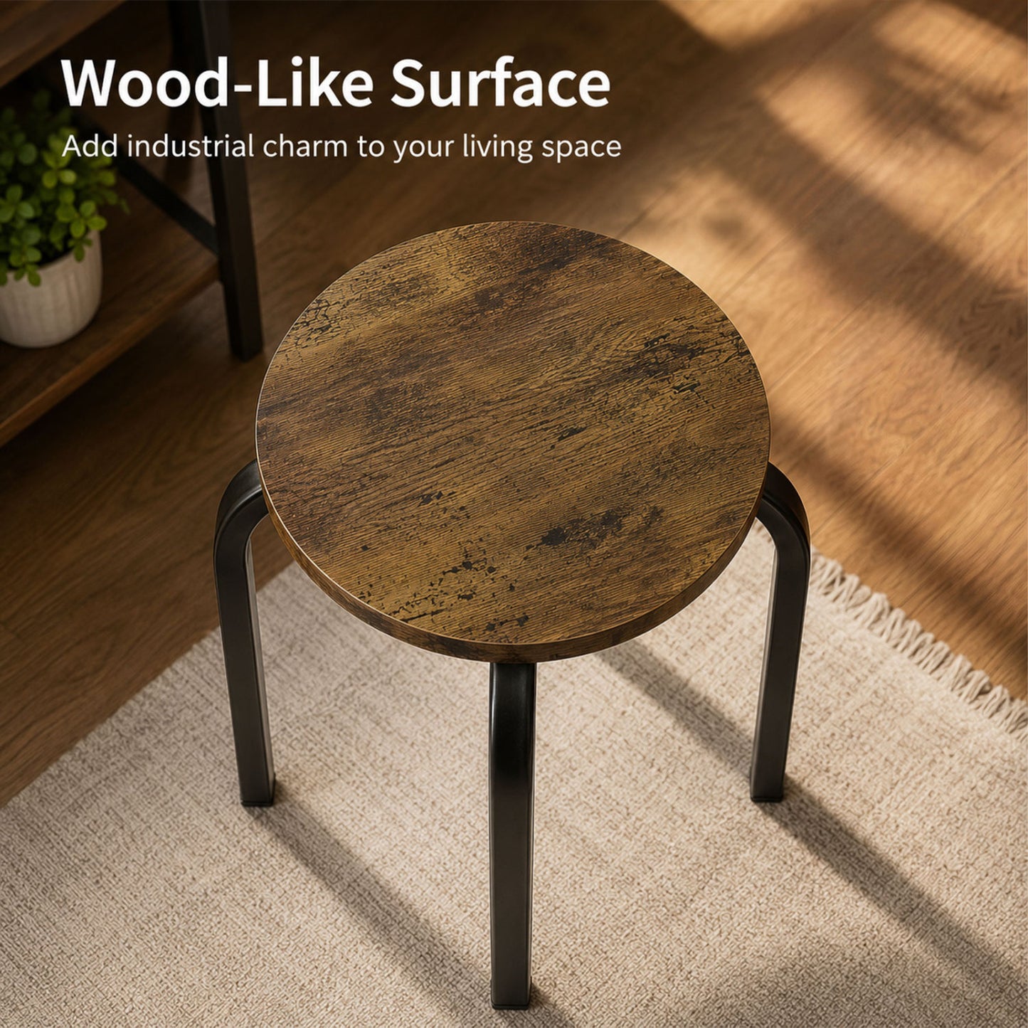 18in Round Stackable Stools, Set of 6, Removable Covers