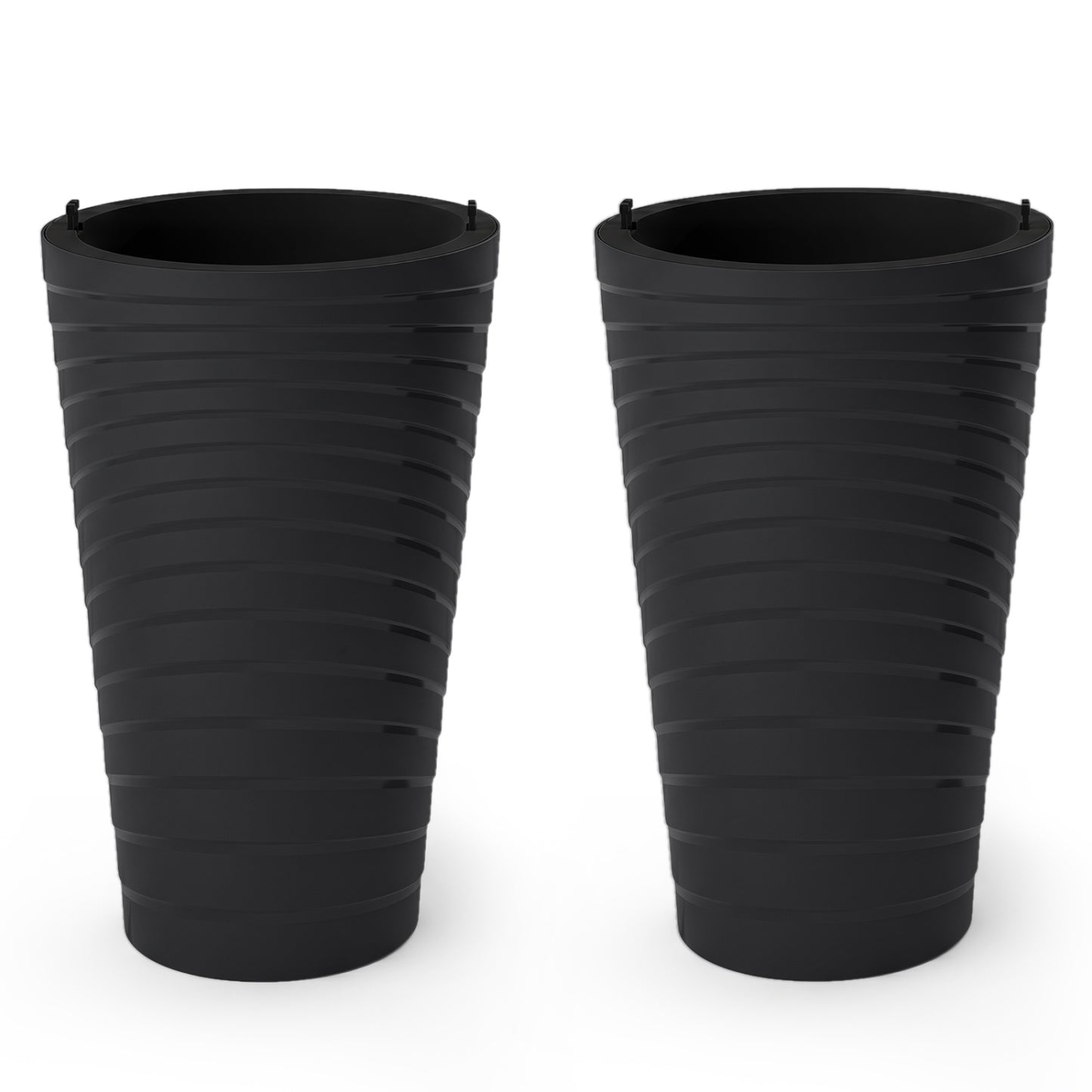 Ensemble de 2 pots de fleurs de 18" de haut avec seau d'insertion, noir