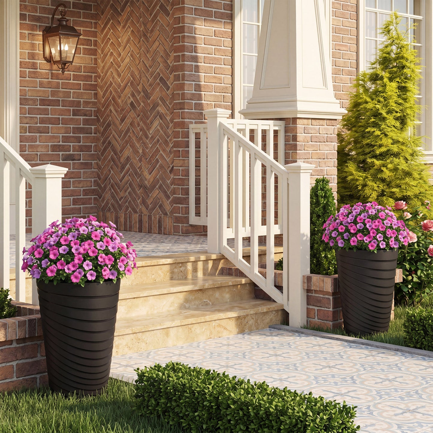 Ensemble de 2 pots de fleurs de 18" de haut avec seau d'insertion, noir