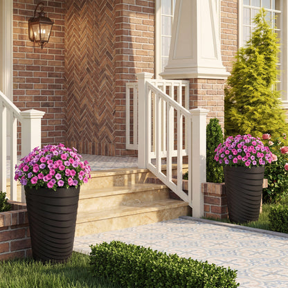 Ensemble de 2 pots de fleurs de 18" de haut avec seau d'insertion, noir