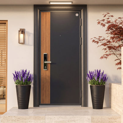 Ensemble de 2 pots de fleurs de 18" de haut avec seau d'insertion, noir