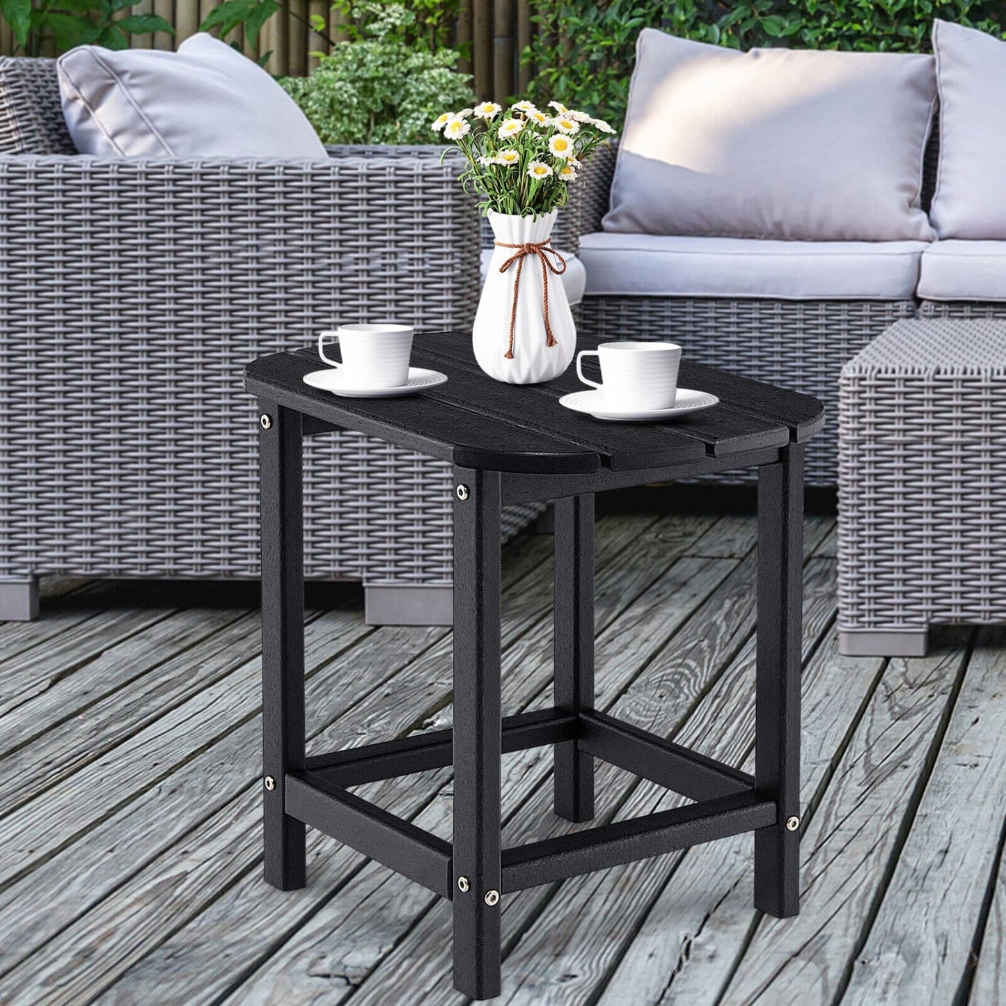 18 Inch Weather Resistant Side Table, Black Patio Coffee Tables at Gallery Canada