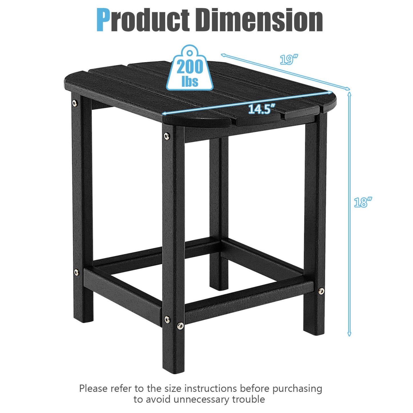 18 Inch Weather Resistant Side Table, Black Patio Coffee Tables at Gallery Canada