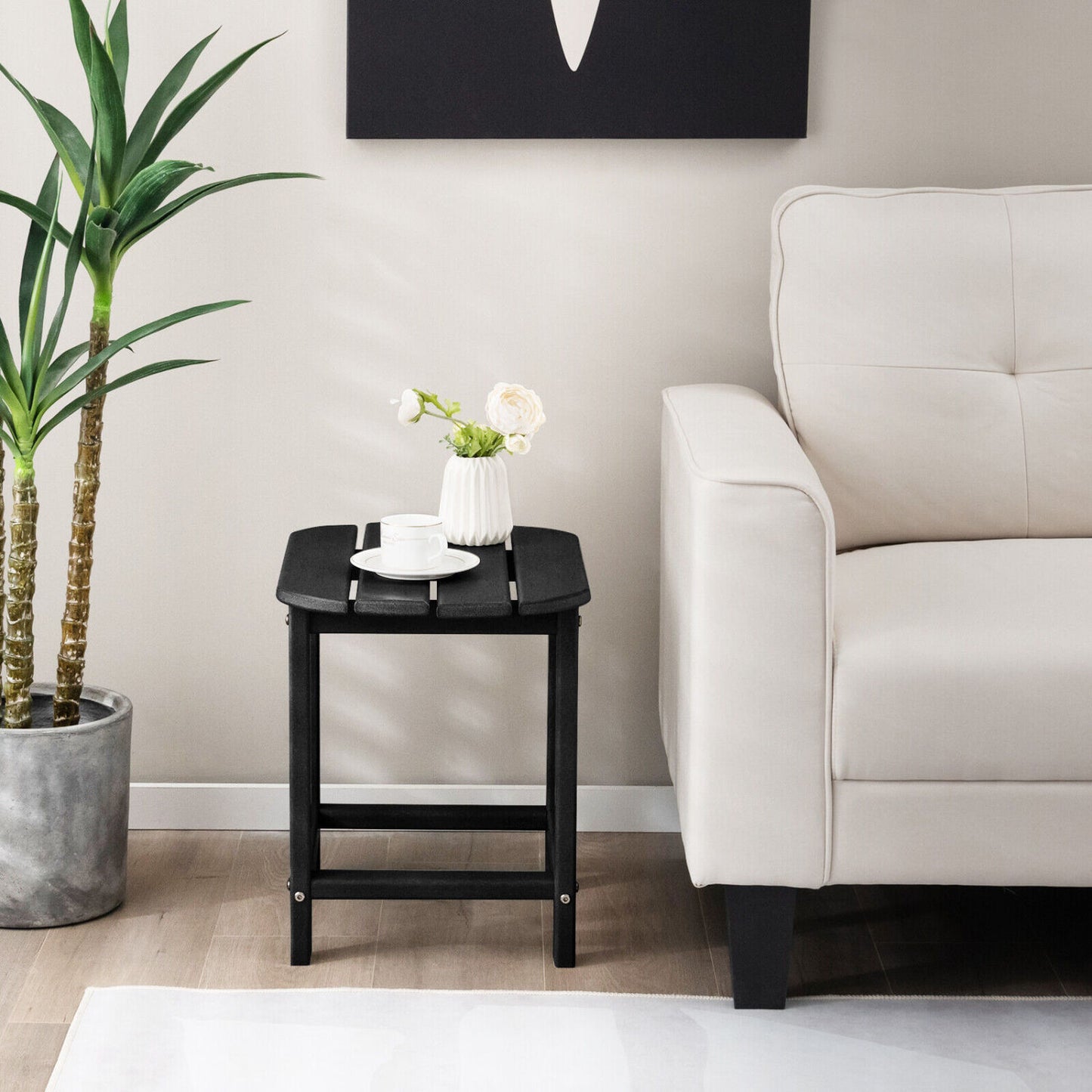 18 Inch Weather Resistant Side Table, Black Patio Coffee Tables at Gallery Canada