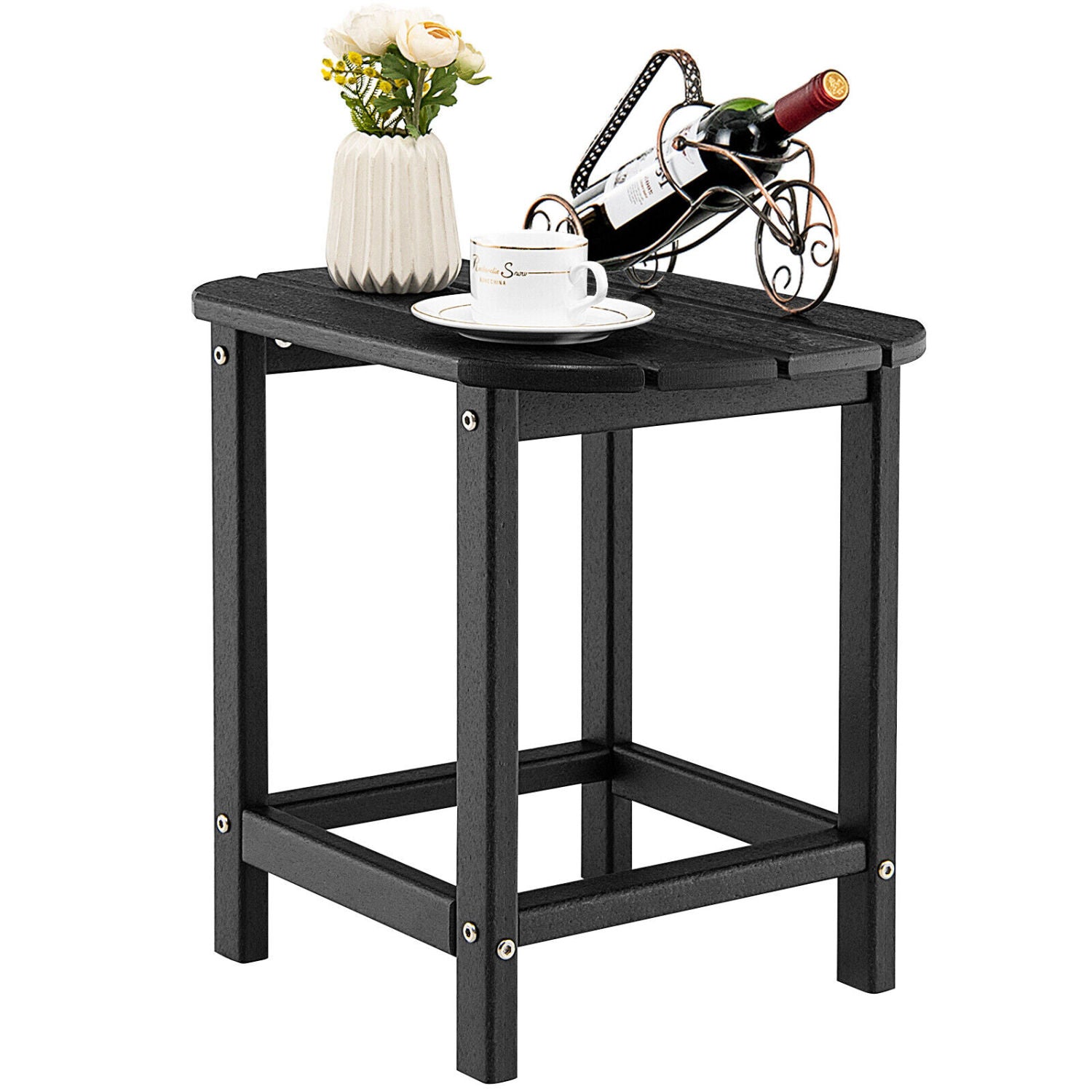 18 Inch Weather Resistant Side Table, Black Patio Coffee Tables at Gallery Canada