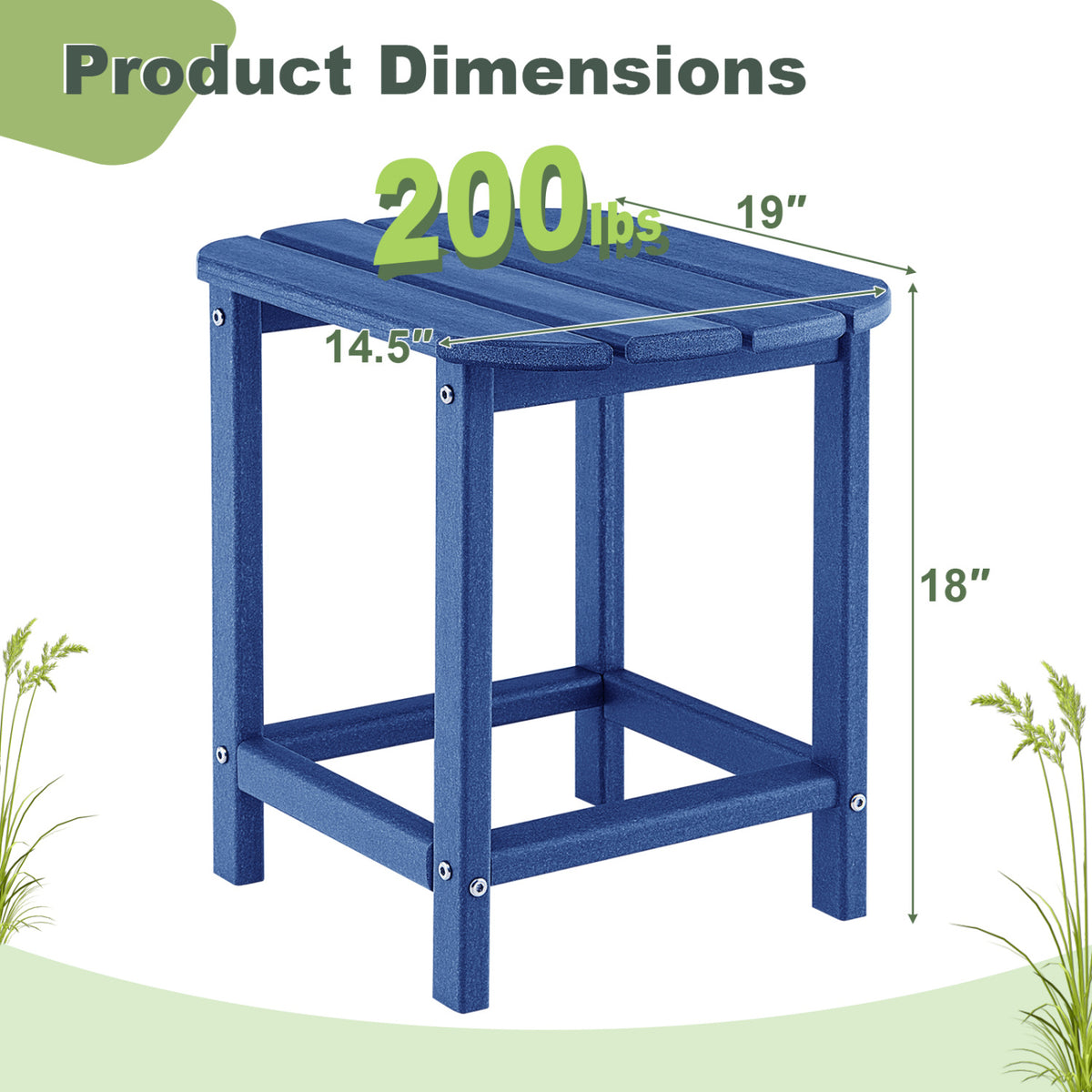 18 Inch Weather Resistant Side Table, Navy Patio Coffee Tables at Gallery Canada