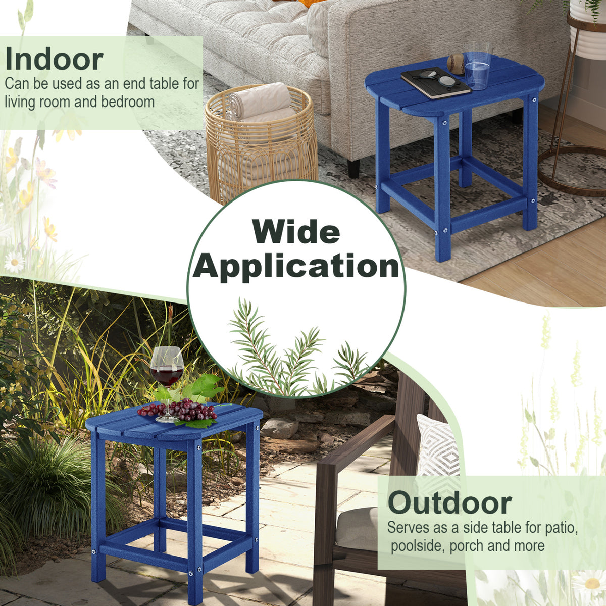 18 Inch Weather Resistant Side Table, Navy Patio Coffee Tables at Gallery Canada