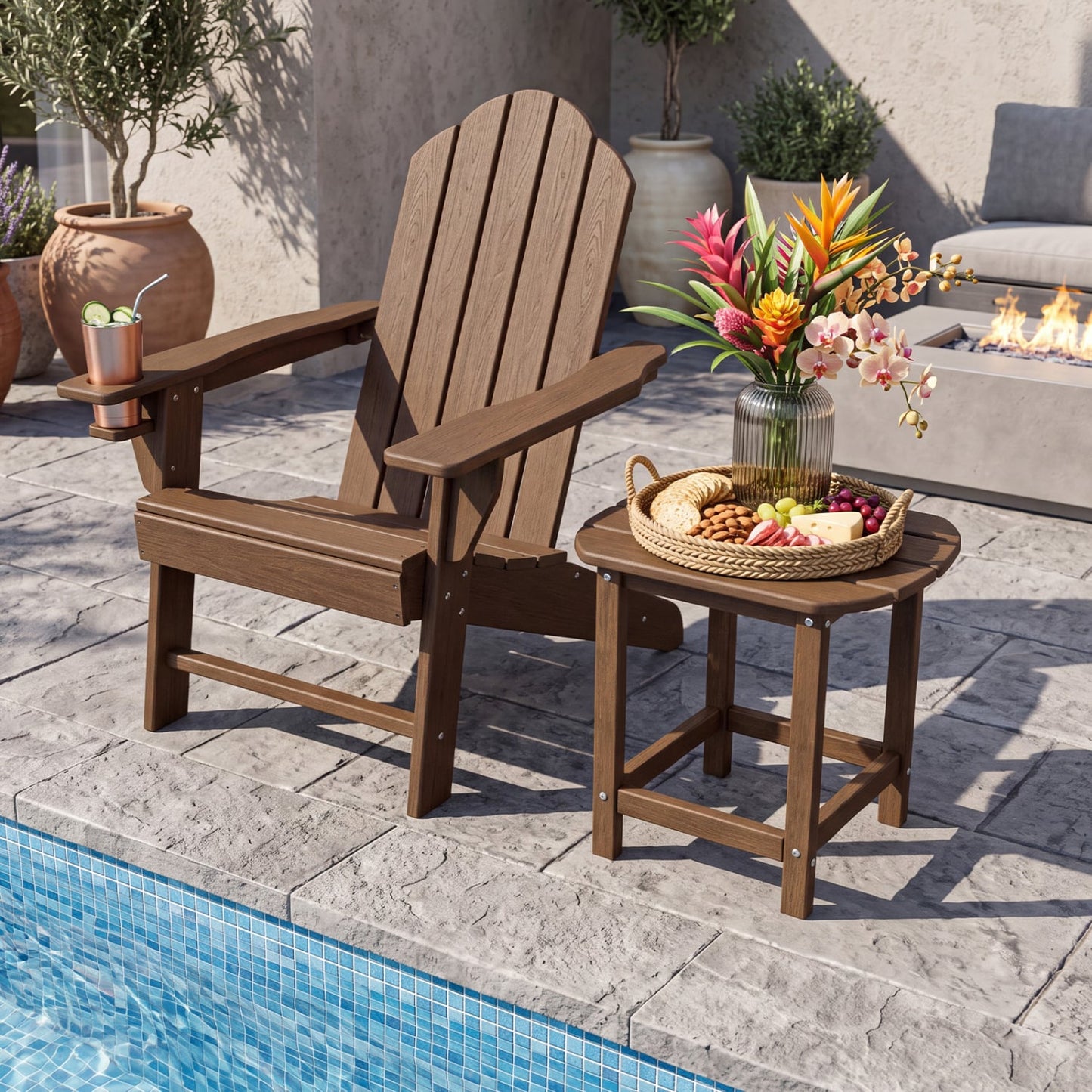 18 Inch Weather Resistant Side Table For Garden Patio