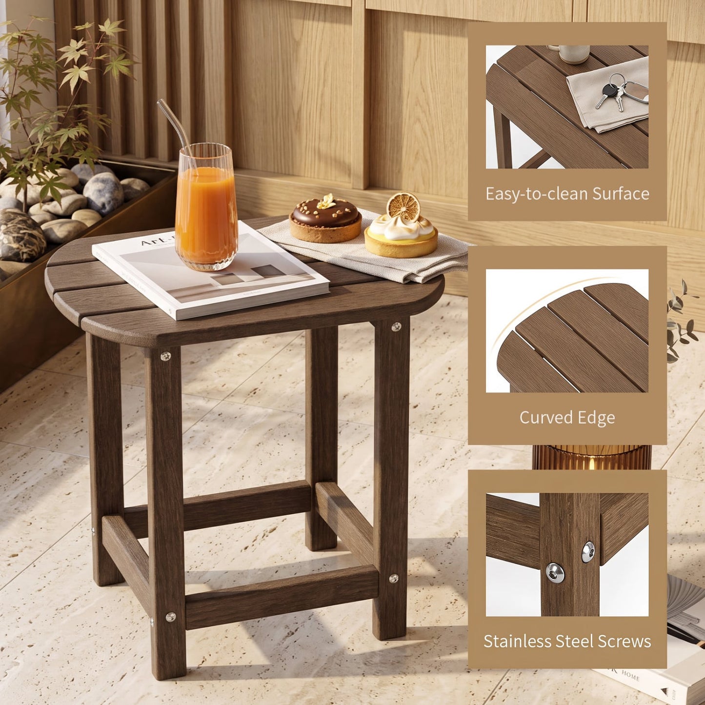 18 Inch Weather Resistant Side Table For Garden Patio