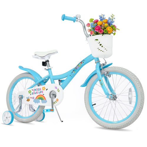 18 Inch Girls Bike with Basket, Blue