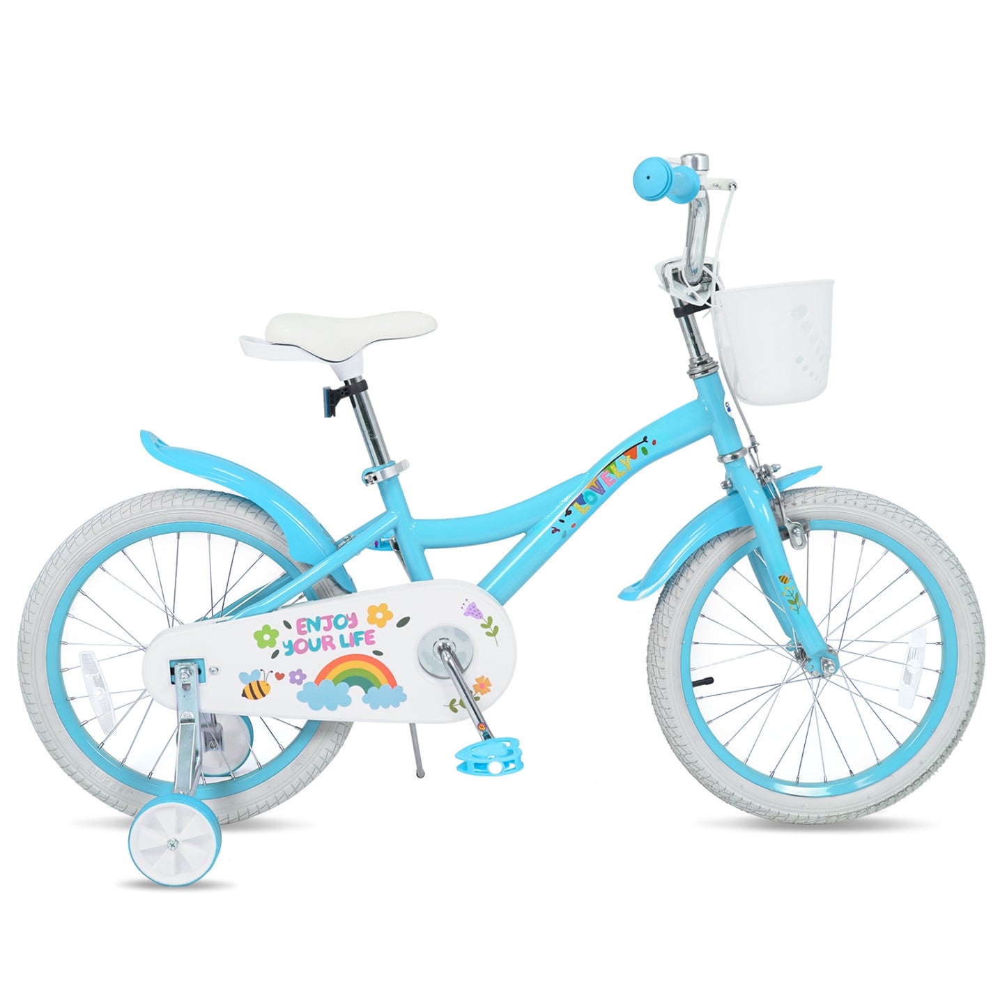 18 Inch Girls Bike with Basket, Blue
