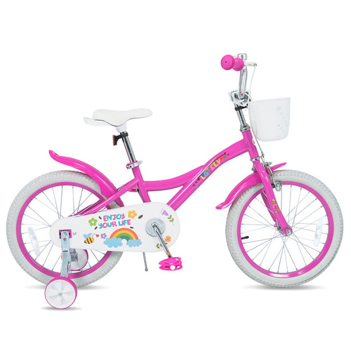 Girls Bike with Basket, Ages 4-8, Pink