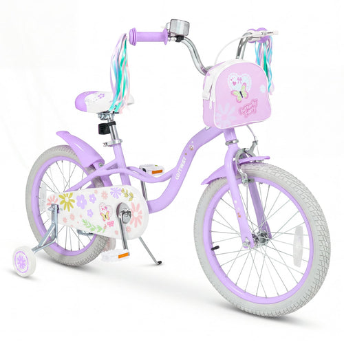 18 in Girls Bike with Front Bag, Purple