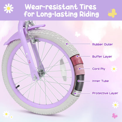 18 in Girls Bike with Front Bag, Purple