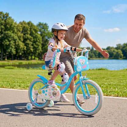 18-Inch Girls Bike, Front Bag & Streamers, Blue