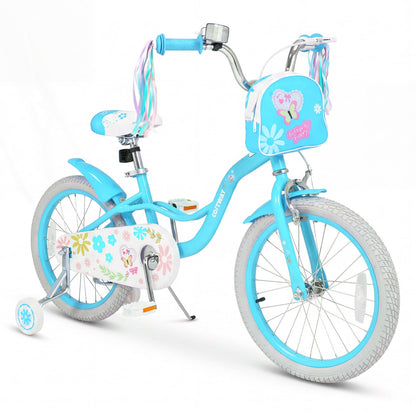 18-Inch Girls Bike, Front Bag & Streamers, Blue