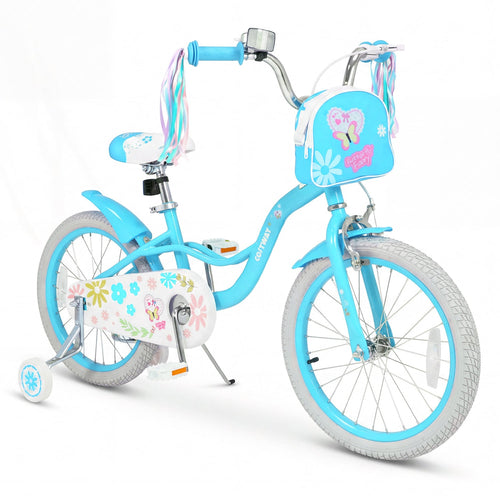 18-Inch Girls Bike, Front Bag & Streamers, Blue