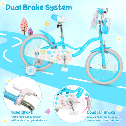 18-Inch Girls Bike, Front Bag & Streamers, Blue