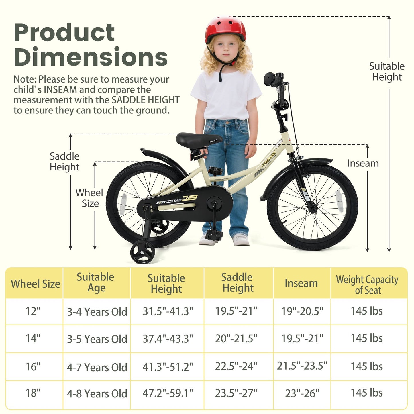 18 Inches Kids Bike Sport Bicycle with Removable Training Wheels Kids Bike at Gallery Canada