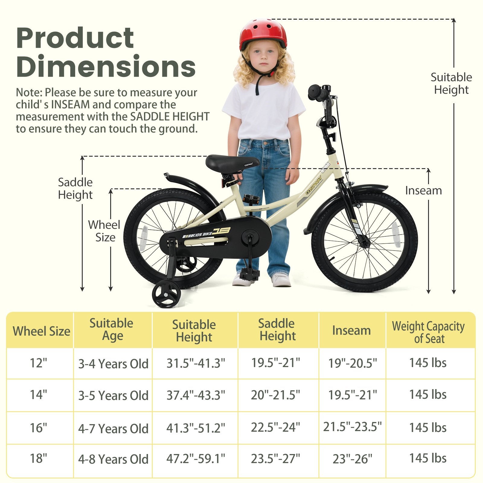 18 Inches Kids Bike Sport Bicycle with Removable Training Wheels Kids Bike at Gallery Canada
