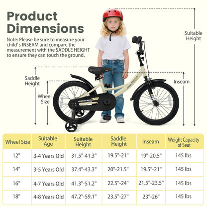 18 Inches Kids Bike Sport Bicycle with Removable Training Wheels Kids Bike at Gallery Canada