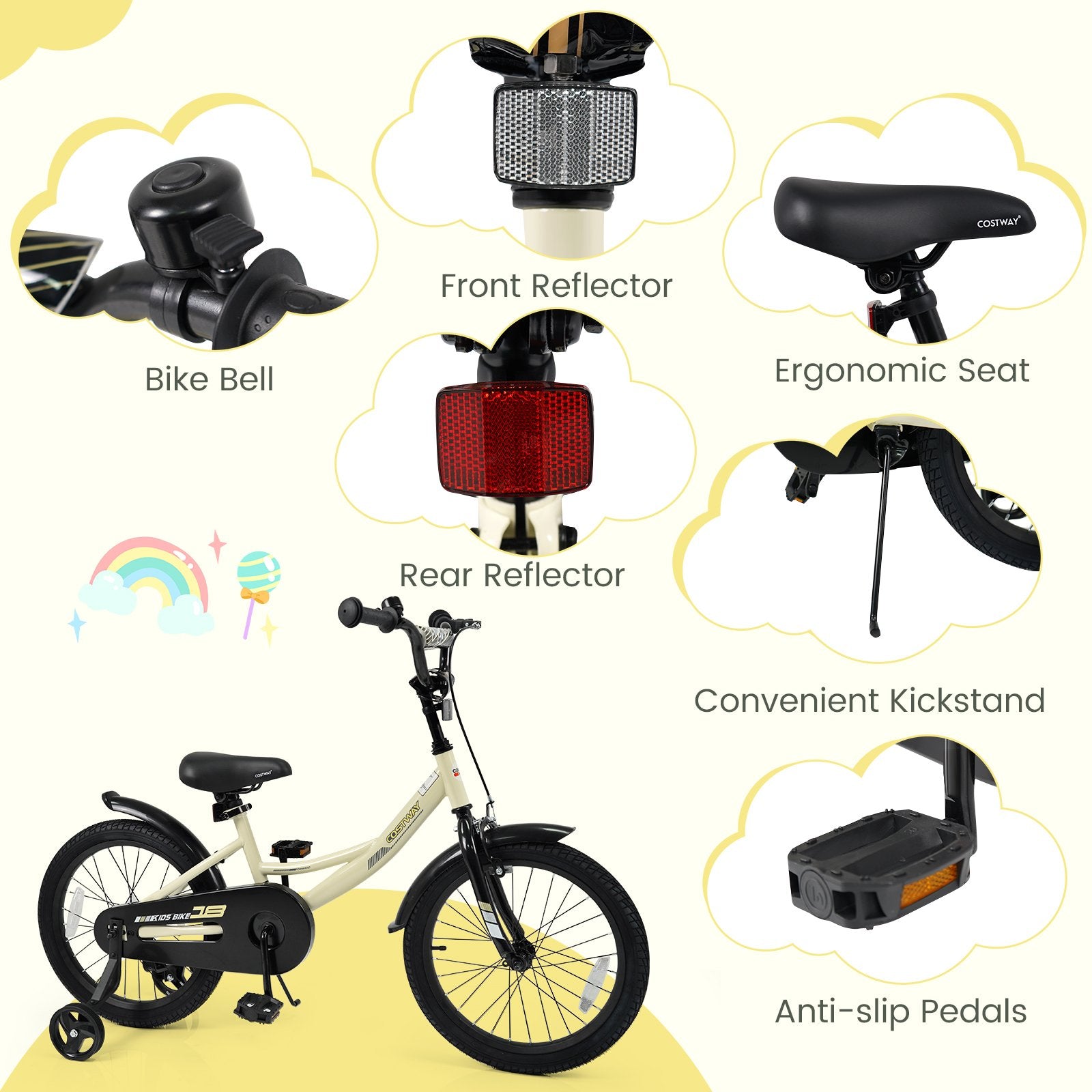 18 Inches Kids Bike Sport Bicycle with Removable Training Wheels Kids Bike at Gallery Canada