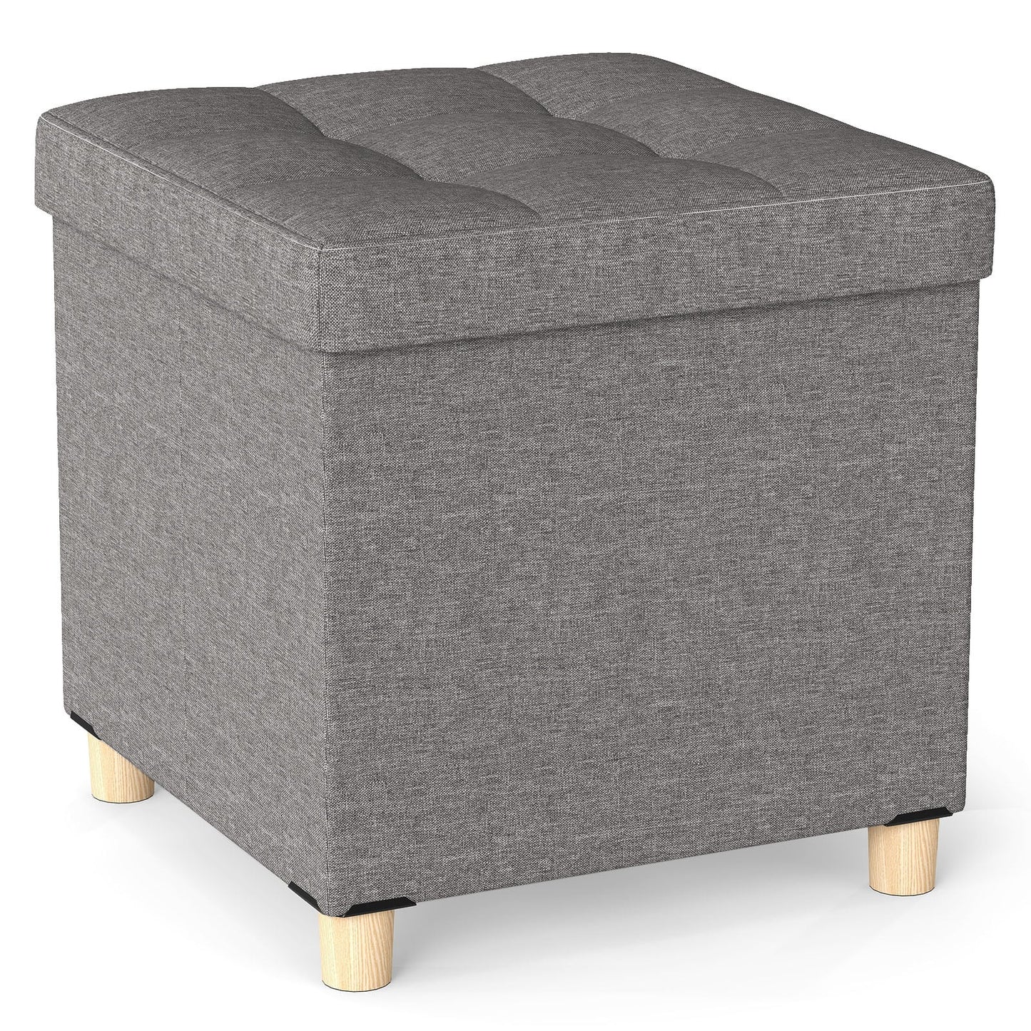 18 Inches Ottoman with Storage and Rubber Wood Legs, Gray Shoe Racks & Storage Benches at Gallery Canada