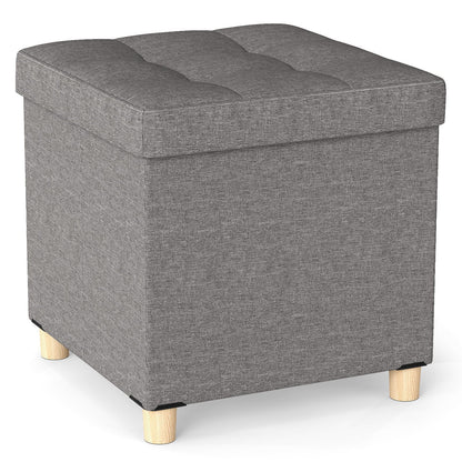18 Inches Ottoman with Storage and Rubber Wood Legs, Gray Shoe Racks & Storage Benches at Gallery Canada