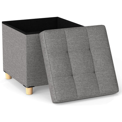18 Inches Ottoman with Storage and Rubber Wood Legs, Gray Shoe Racks & Storage Benches at Gallery Canada