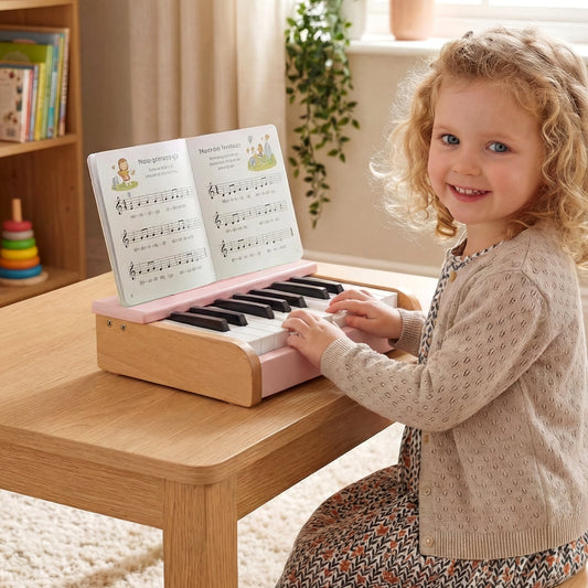18 Keys Wooden Piano for Kids with Removable Music Stand, Pink Pianos & Keyboards Pink at Gallery Canada