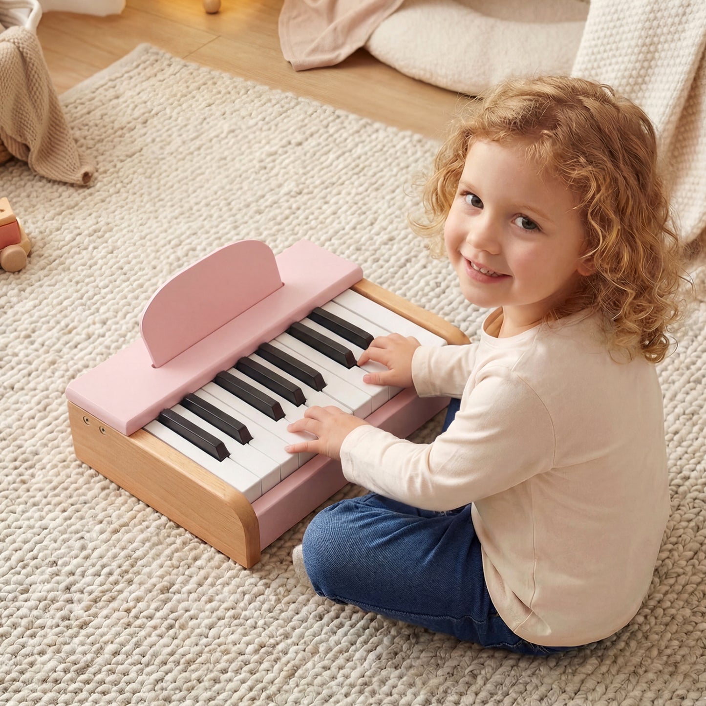 18 Keys Wooden Piano for Kids with Removable Music Stand, Pink Pianos & Keyboards at Gallery Canada