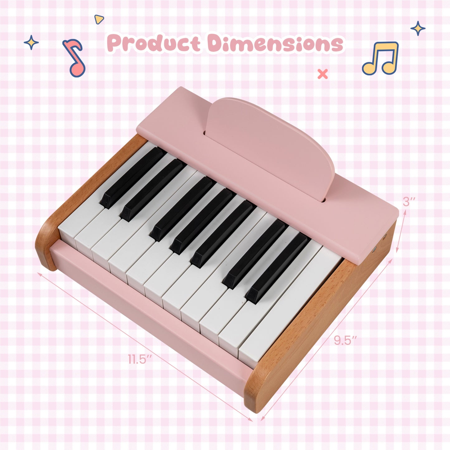 18 Keys Wooden Piano for Kids with Removable Music Stand, Pink Pianos & Keyboards at Gallery Canada