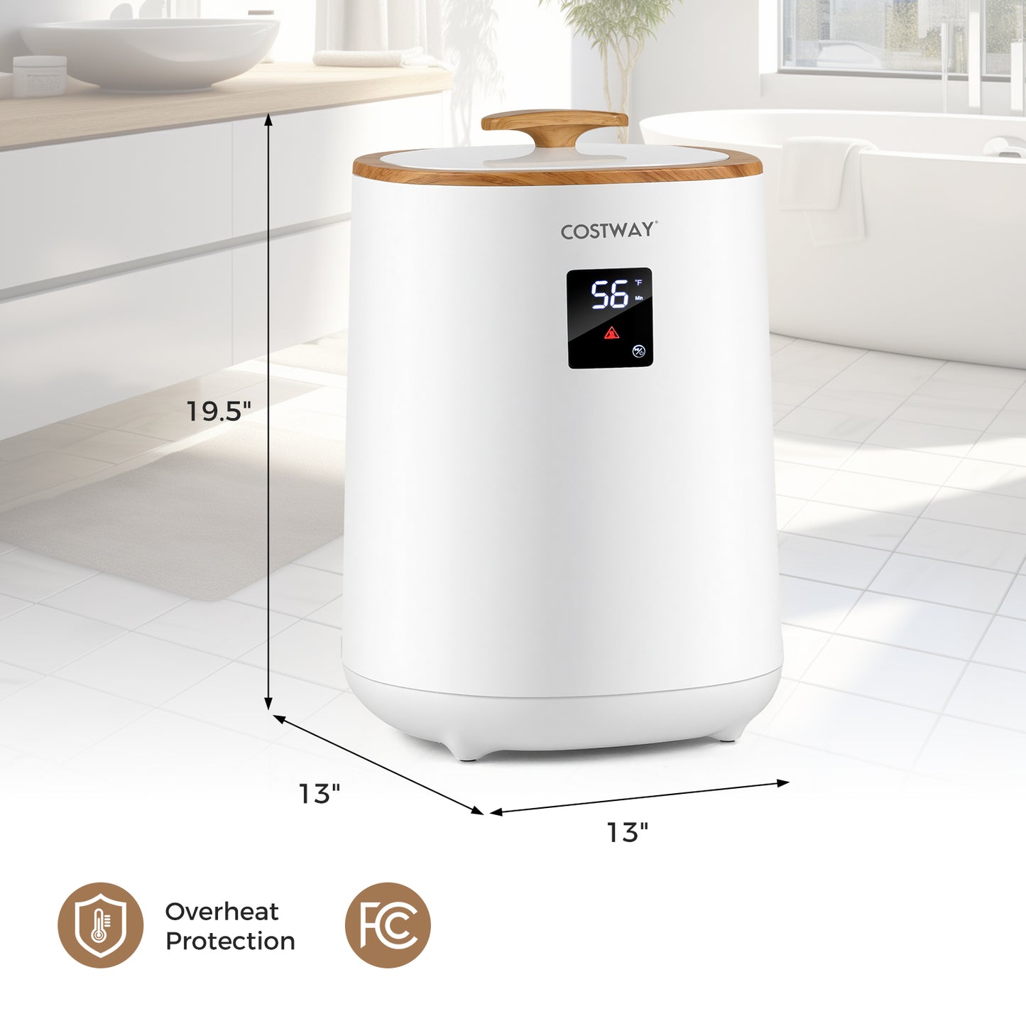 18 L Large Blanket Towel Warmer with LED Display for Bathroom, White Dryers at Gallery Canada