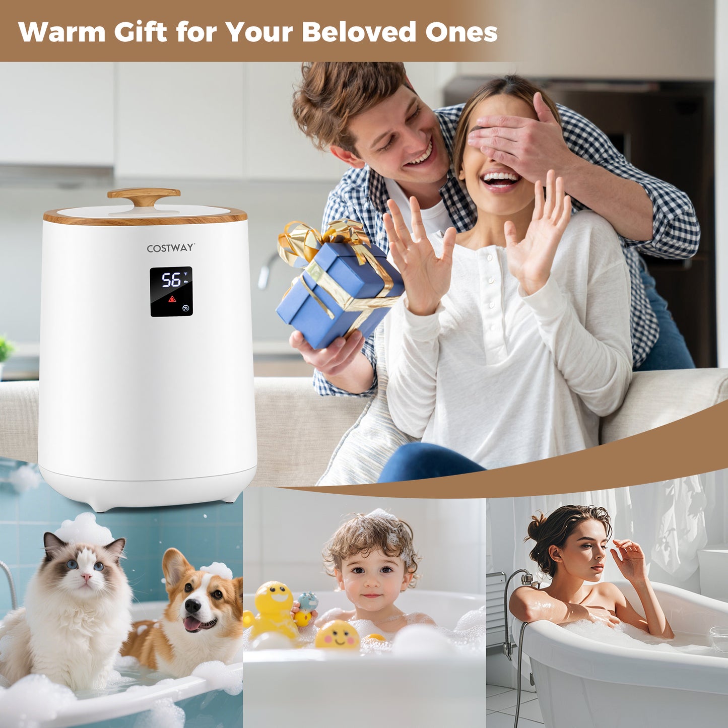 18 L Large Blanket Towel Warmer with LED Display for Bathroom, White Dryers at Gallery Canada