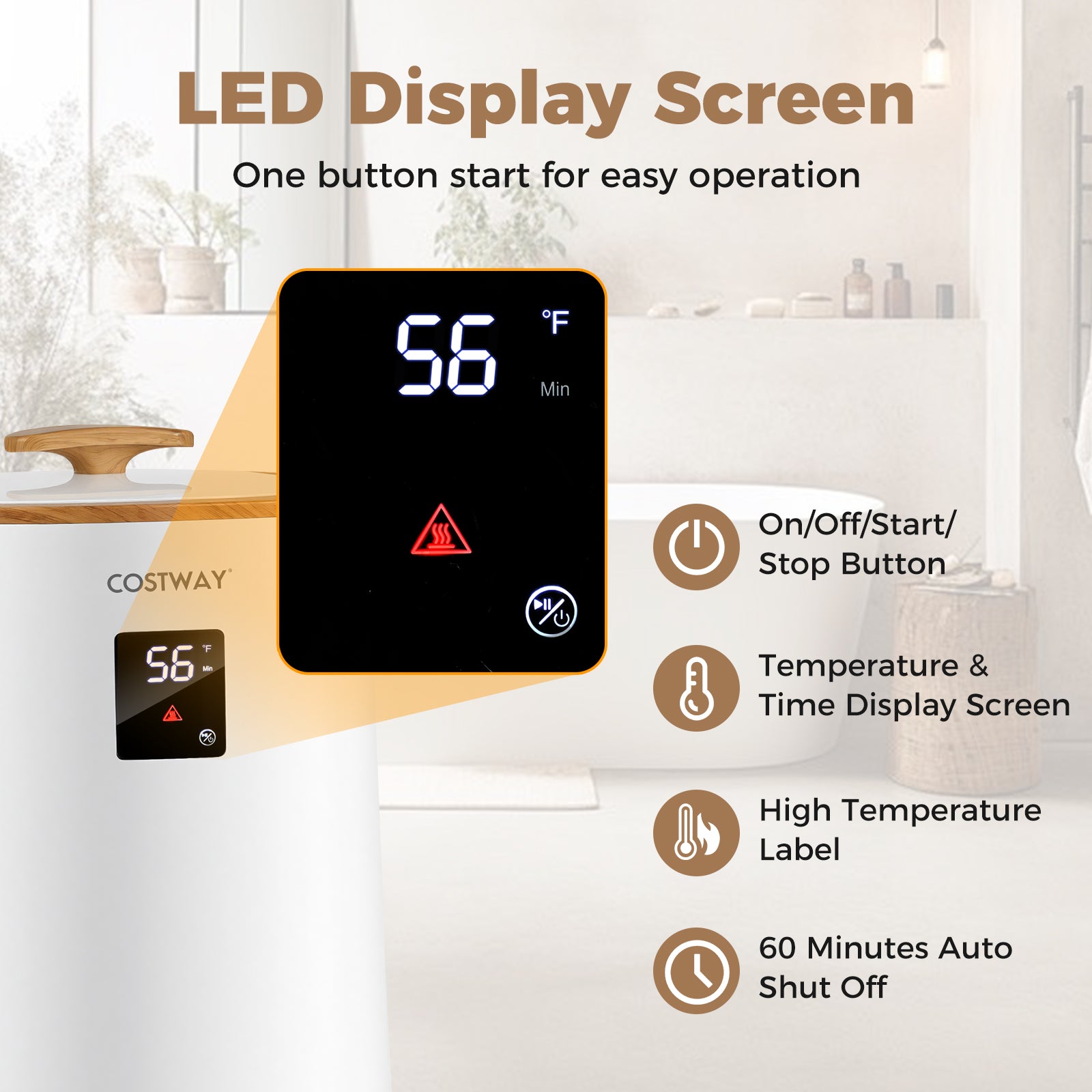 18 L Large Blanket Towel Warmer with LED Display for Bathroom, White Dryers at Gallery Canada