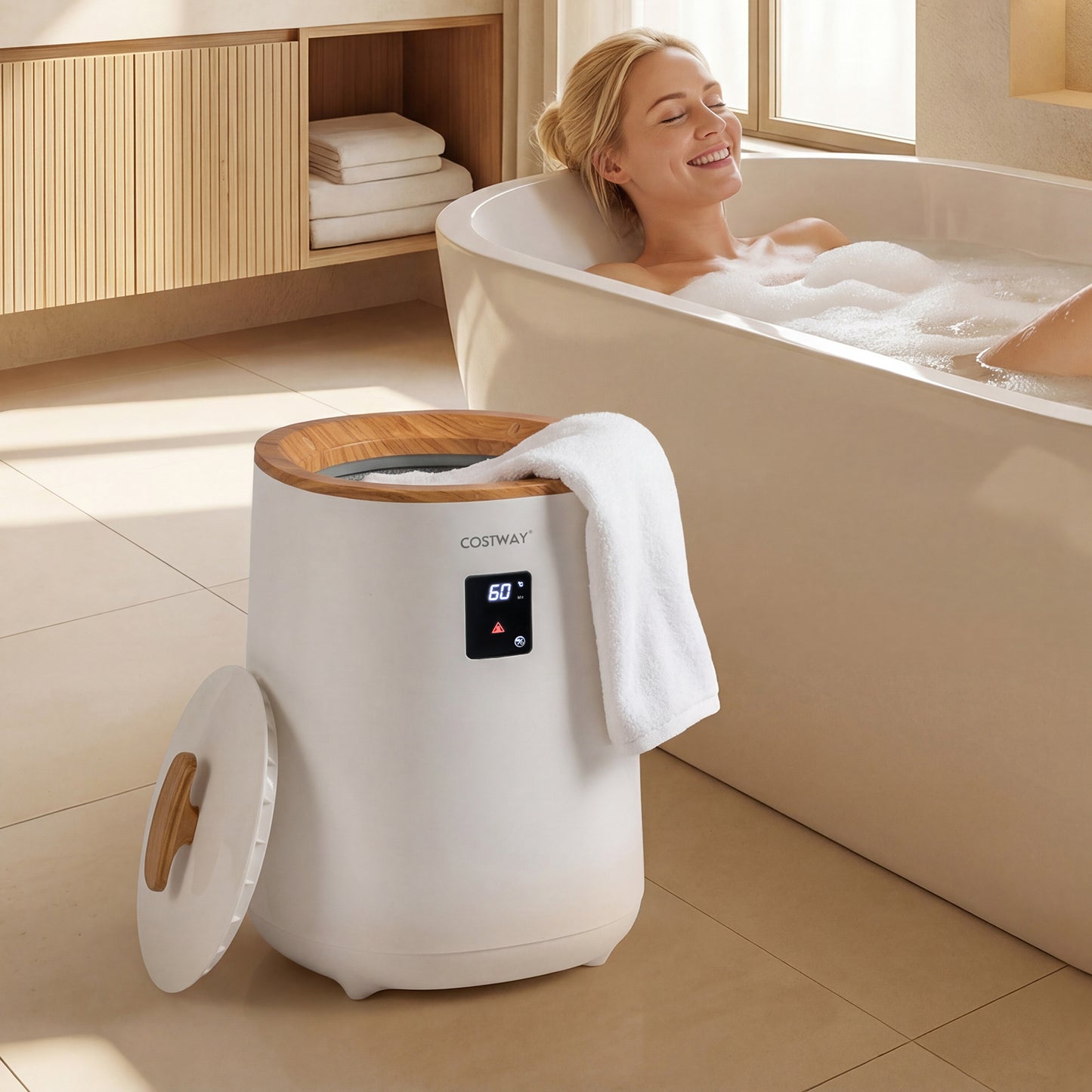 18 L Large Blanket Towel Warmer With LED Display, White Dryers at Gallery Canada