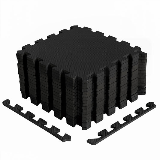 18 Pack Interlocking EVA Foam Floor Tiles with Boarders, Black Decorative Fencing & Flooring Black at Gallery Canada