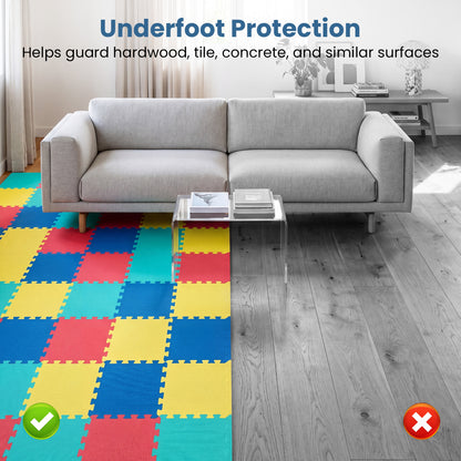 18 Pack Interlocking EVA Foam Floor Tiles with Boarders, Multicolor Decorative Fencing & Flooring at Gallery Canada