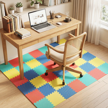 18 Pack Interlocking EVA Foam Floor Tiles with Boarders, Multicolor Decorative Fencing & Flooring at Gallery Canada