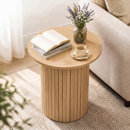 Table d'appoint ronde cannelée de 18" , naturelle
