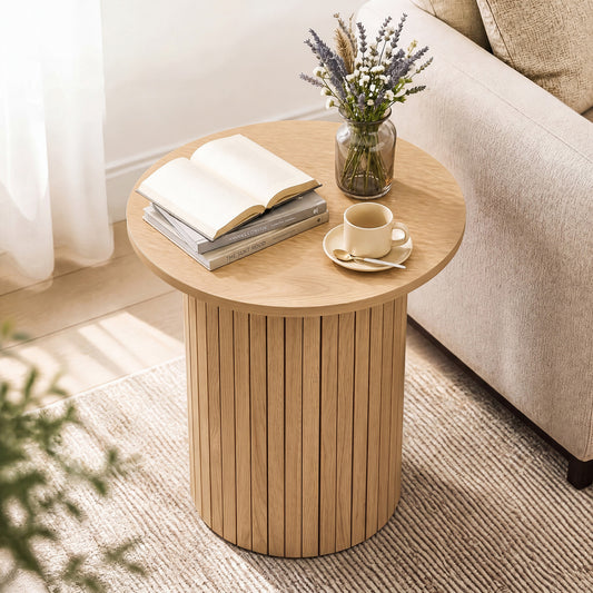 18" Round Fluted Side Table, Natural End & Side Tables Natural at Gallery Canada