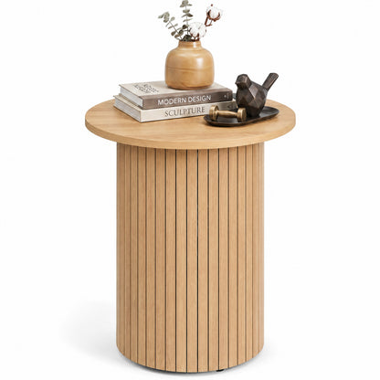 Table d'appoint ronde cannelée de 18" , naturelle