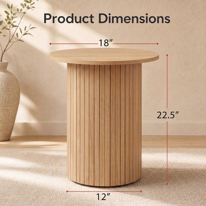 Table d'appoint ronde cannelée de 18" , naturelle