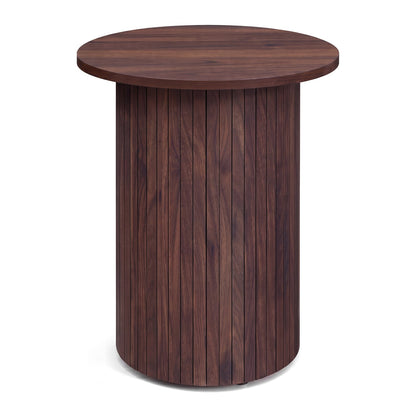 Table d'appoint ronde cannelée de 18", tambour à piédestal, noyer