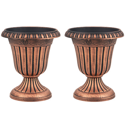18 Inch Tall Vintage Planters, Set Of 2, Pedestal Base, Bronze Raised Garden Beds at Gallery Canada
