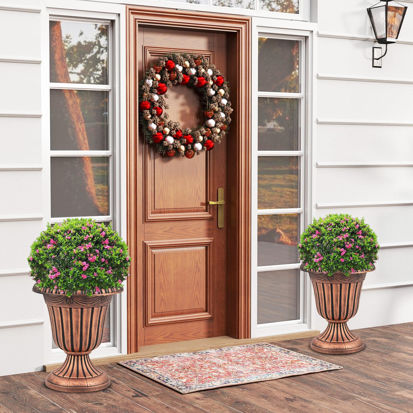18 inch Tall Vintage Planters Set of 2 with Pedestal Base and Pre-marked Drain Hole, Bronze Raised Garden Beds at Gallery Canada