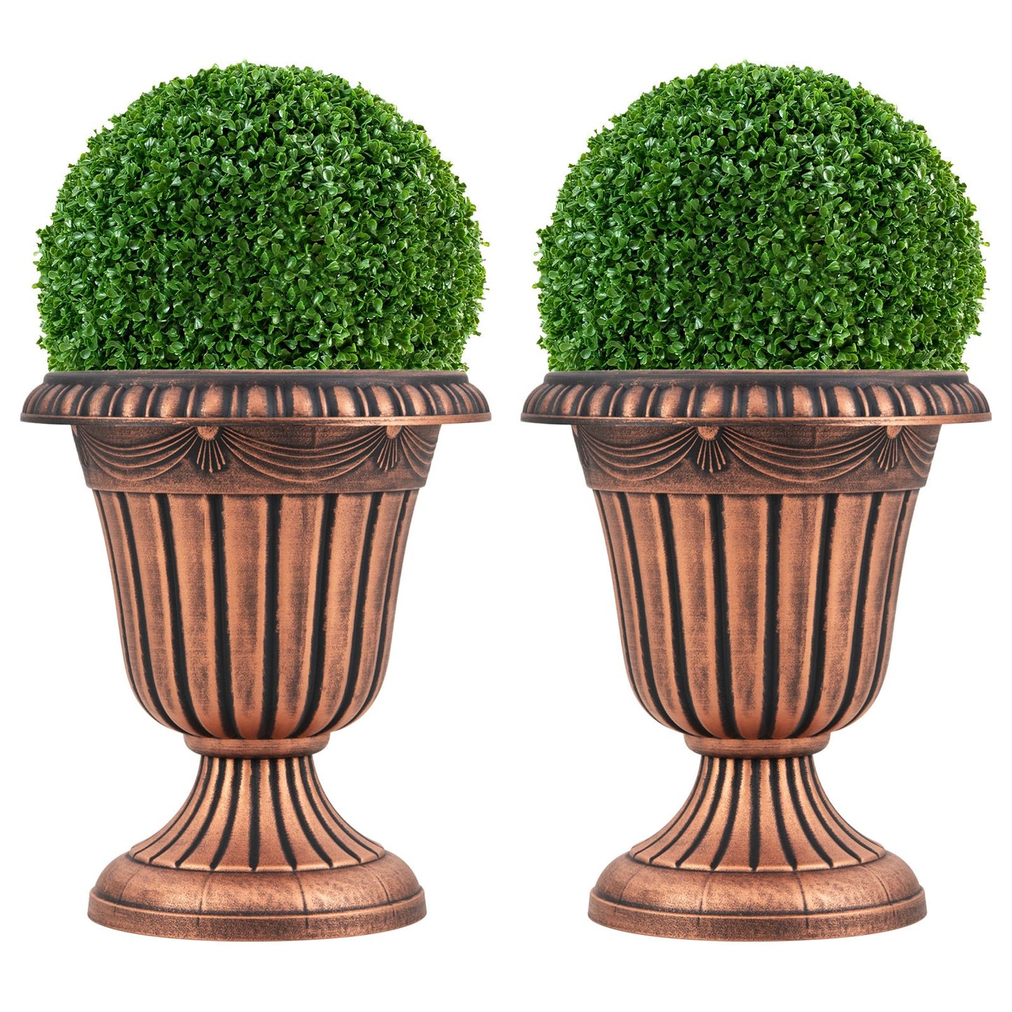 18 inch Tall Vintage Planters Set of 2 with Pedestal Base and Pre-marked Drain Hole, Bronze Raised Garden Beds at Gallery Canada