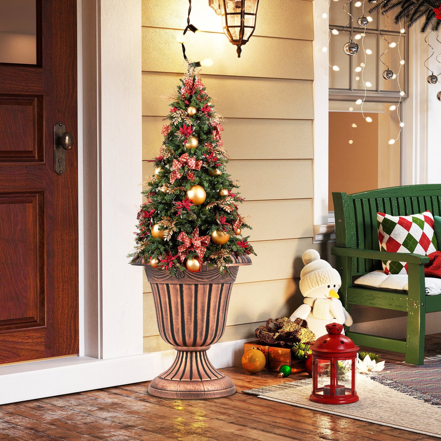 18 inch Tall Vintage Planters Set of 2 with Pedestal Base and Pre-marked Drain Hole, Bronze Raised Garden Beds at Gallery Canada